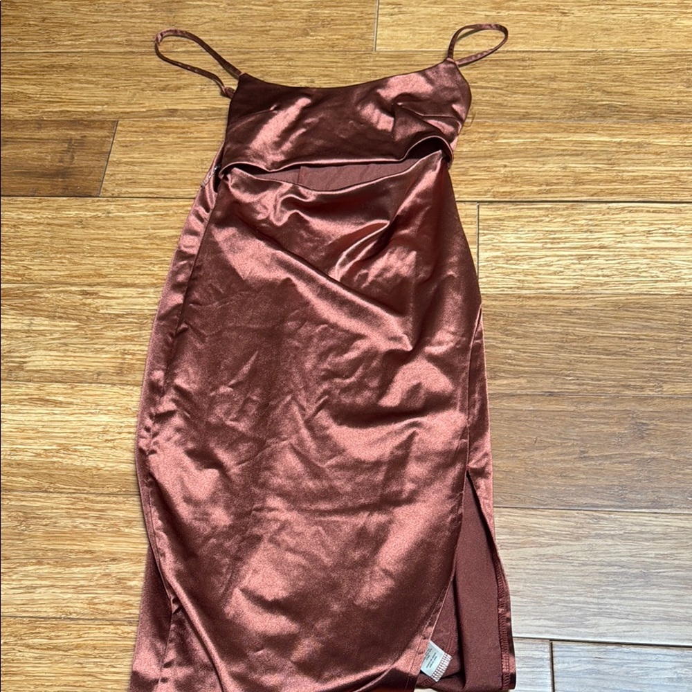 Elegant Brown Satin Slip Dress